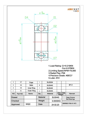 A683 R29 SMR683 P58 A7 AF2 3x7x2 mm ABEC357